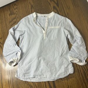 Jacadi Blue and White Seersucker Striped Shirt